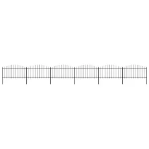 image of Vidaxl Garden Fence With Spear Top Steel (1.25-1.5)x10.2 M Black