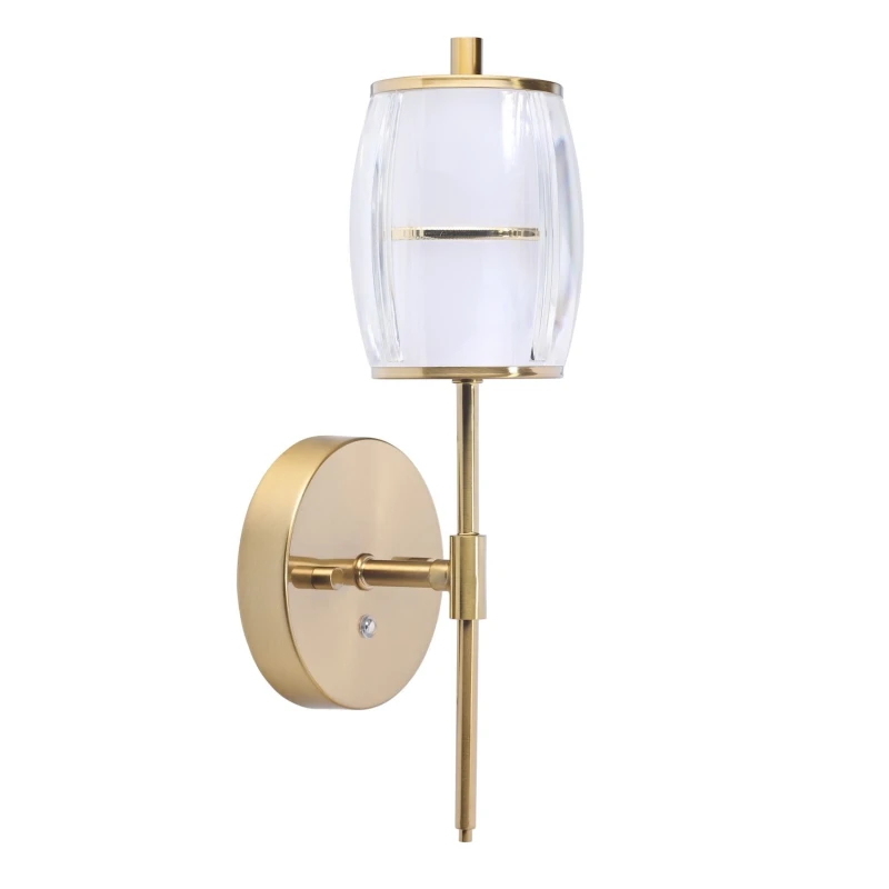 Image of Happy Homewares Satin Gold Wireless Rechargeable Touch Dimmer Wall Light with Clear Glass Shade Gold Unisex