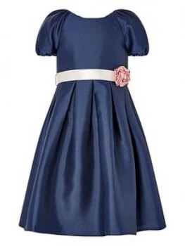 image of Monsoon Girls S.E.W. Puff Sleeve Duchess Twill Dress - Navy