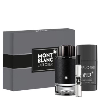 image of Mont Blanc Explorer Gift Set: Eau de Parfum 100ml and Deodorant Stick 75g + Travel Spray 7.5ml - Multi