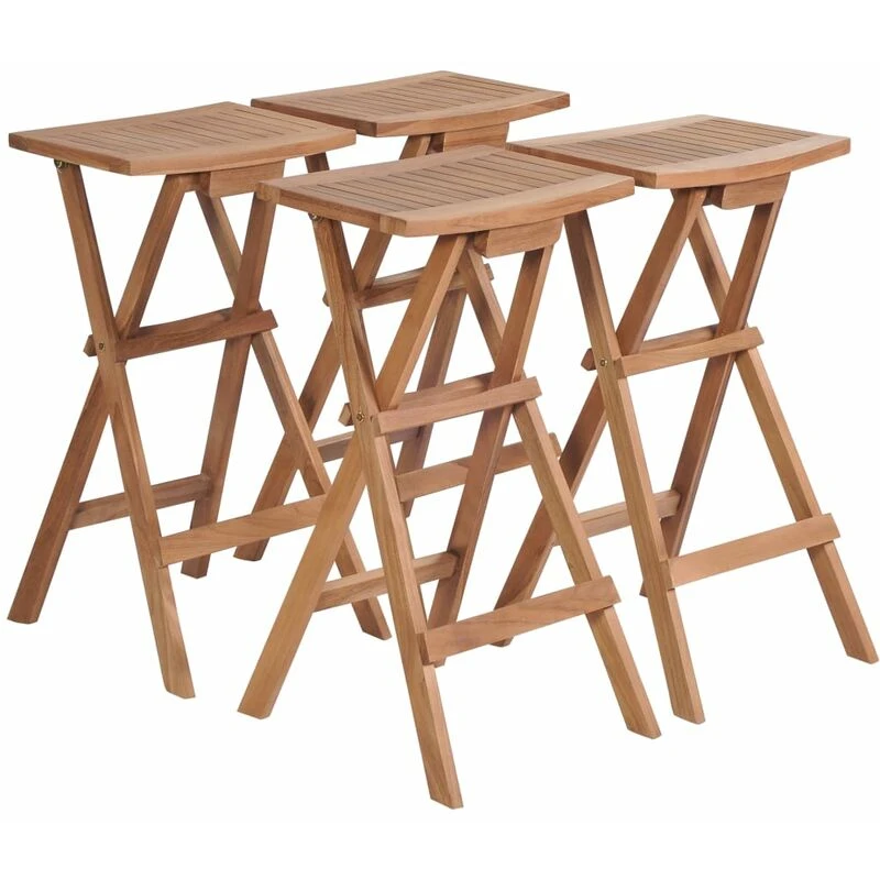 Image of VIDAXL Folding Bar Stools 4 pcs Solid Teak Wood Vidaxl 8718475707844