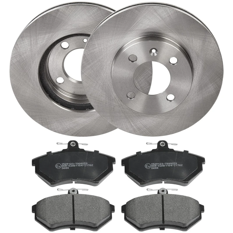 Image of RIDEX 3405B0335 Brake disc and pads set Front Axle, Brake Disc Type: internally vented, not prepared for wear warning indicator Brake Set,disc brakes