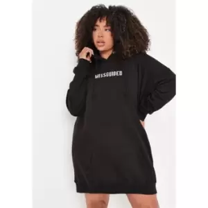 image of Missguided Plus Embroidered Missguided Hoodie Dress - Black