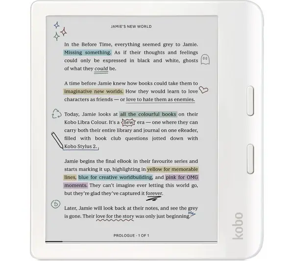 image of KOBO Libra Colour 7" eReader - 32 GB, White 681495009480