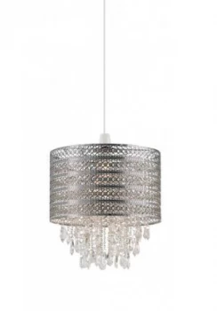 image of Ceiling Pendant Light Chrome, Clear Glass Drops, E27