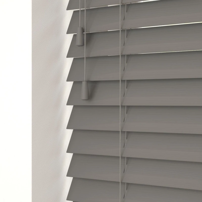 Image of Blinds Outlet Faux Wood String Venetian Blind in Dark Grey Size: 105cm width x 120cm drop Dark Grey Unisex 105cm width x 120cm drop
