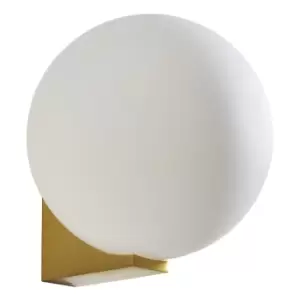 Image of Spa Thiva Single Globe Wall Light Opal Glass and Satin Brass
