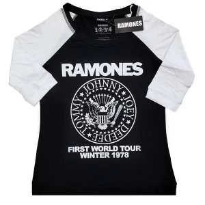 Image of Ramones - First World Tour 1978 Ladies Large T-Shirt - Black,White