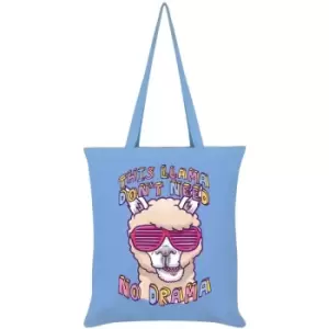 image of Grindstore This Llama Don`t Need No Drama Tote Bag (One Size) (Sky Blue) - Sky Blue