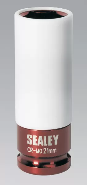 Image of Genuine SEALEY SX03021 Alloy Wheel Impact Socket 21mm 1/2Sq Drive