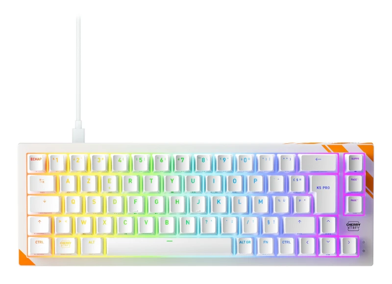 Image of CHERRY K5 PRO TMR COMPACT keyboard Gaming USB AZERTY French Orange. Wh