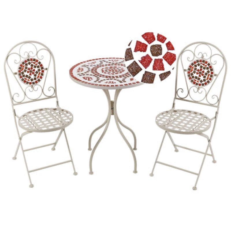 Image of Beliani Bistro Set Folding Spello Metal White