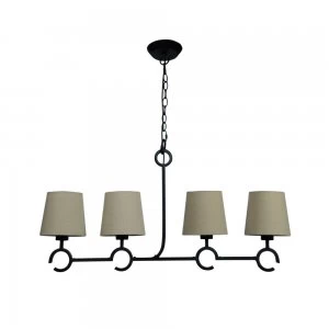 Image of Ceiling Pendant 4 Light Line E27 with Taupe Shades Brown Oxide