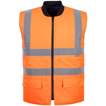 Image of S469 Orange Sz M Hi-Vis Reversible Body warmer Hi-Viz Visibility - Portwest