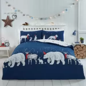 Image of Polar Bears And Friends Navy Duvet Set - King