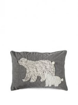 image of Gallery Polar Bear Cushion Grey 300X500Mm