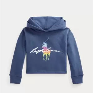Image of Polo Ralph Lauren Girls Box Hooded Sweatshirt - Light Navy - 12-14 Years