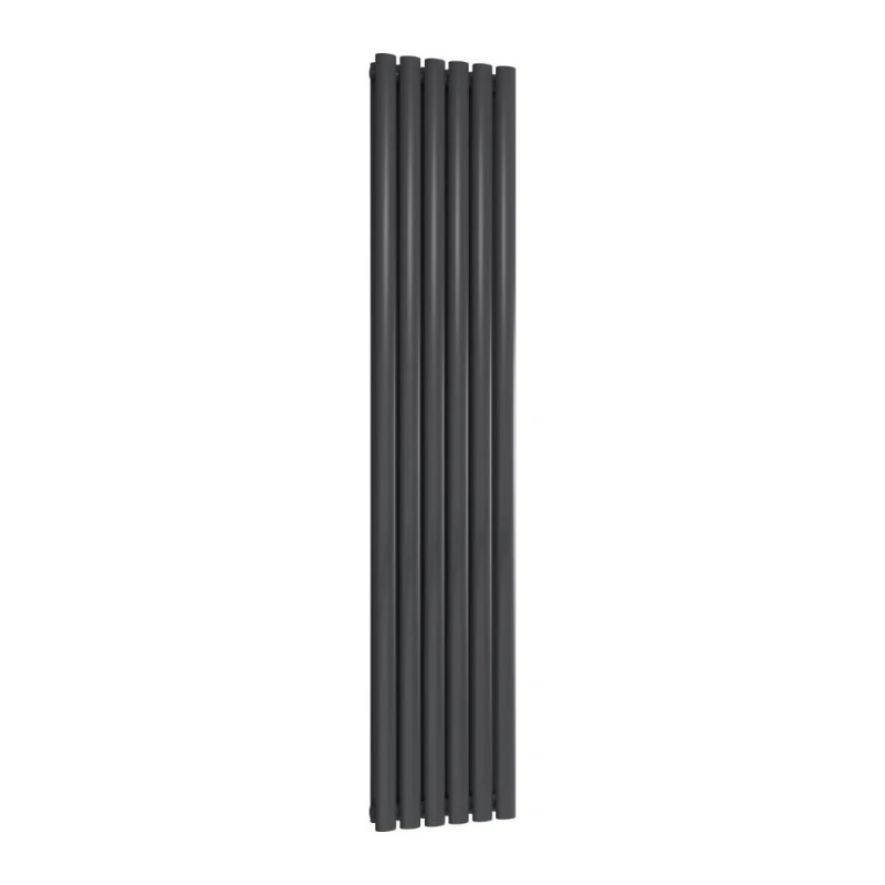 Image of Bathroom Kingdom Neva Anthracite Double Oval Vertical Radiator 1800x354 in Grey Grey Unisex