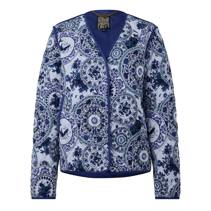 Image of Biba Womens Printed Cotton Long Sleeve Quilted Jacket Multi female 16 (XL)