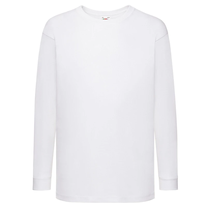 Image of Fruit Of The Loom Value Cotton Long-Sleeved T-Shirt White unisex