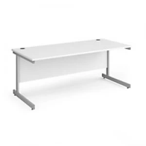 image of Dams International Rectangular Straight Desk with White MFC Top and Silver Frame Cantilever Legs Contract 25 1800 x 800 x 725mm