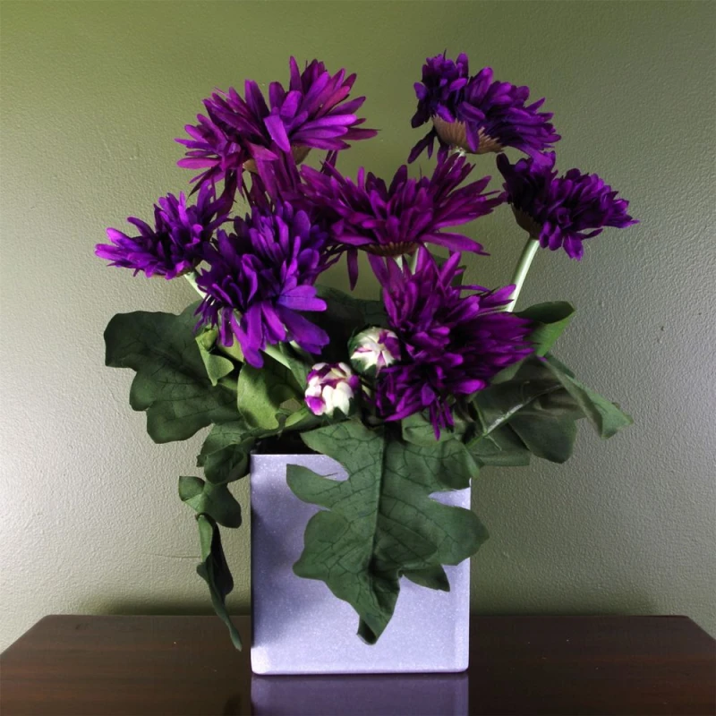 Image of Leaf Artificial Potted Daisy Plant Flowers Flowering Plant Purple Botanik Purple