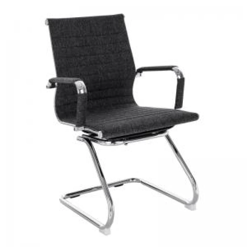 Image of Aura Nautilus Designs Aura Contemporary Medium Back Fleck Fabric Executive Cantilever Visitor Chair With Fixed Arms Black/Grey - BCF/8003AV/BGF BCF/80