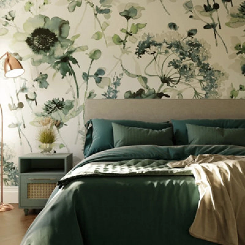 Image of Superfresco Easy Watercolour Floral Pale Blue Print To Order Fixed Size Mural