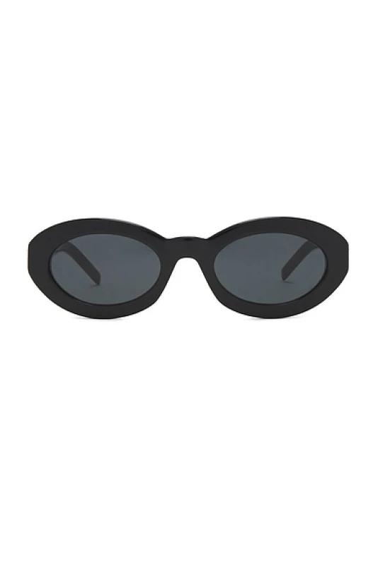 Image of Saint Laurent Oval Sunglasses in Black - Black. Size all.