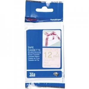 Image of Labelling tape (fabric, not laminated) Brother TZe, TZ TZe-RE34 Tape colour: Rose Font colour:Gold 12mm 4 m