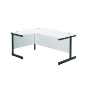 Image of Jemini Radial Left Hand Single Upright Cantilever Desk 1800x1200x730mm White/Black KF819813