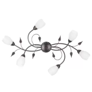 Image of Lia 6 Light Multi Arm Semi Flush Ceiling Lamp, Black