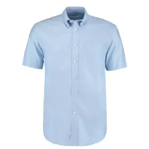 Image of Kustom Kit Mens Workwear Oxford Short Sleeve Shirt (14.5inch) (Light Blue)