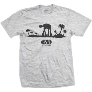 Image of Star Wars - Rogue One AT-AT Silhouette Line Art Unisex Small T-Shirt - Grey