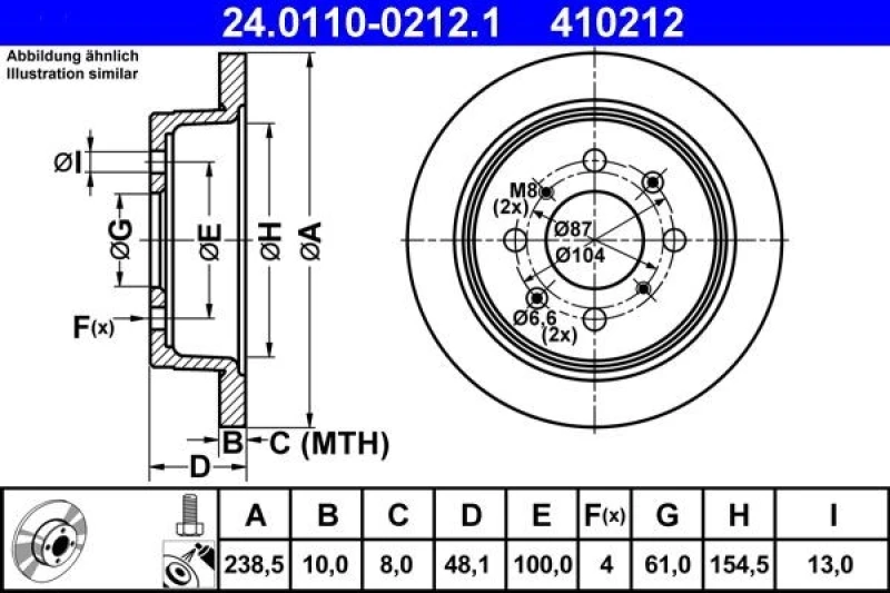 Image of ATE 24.0110-0212.1 Brake disc solid, Coated, with bolts/screws Brake Disc (82)