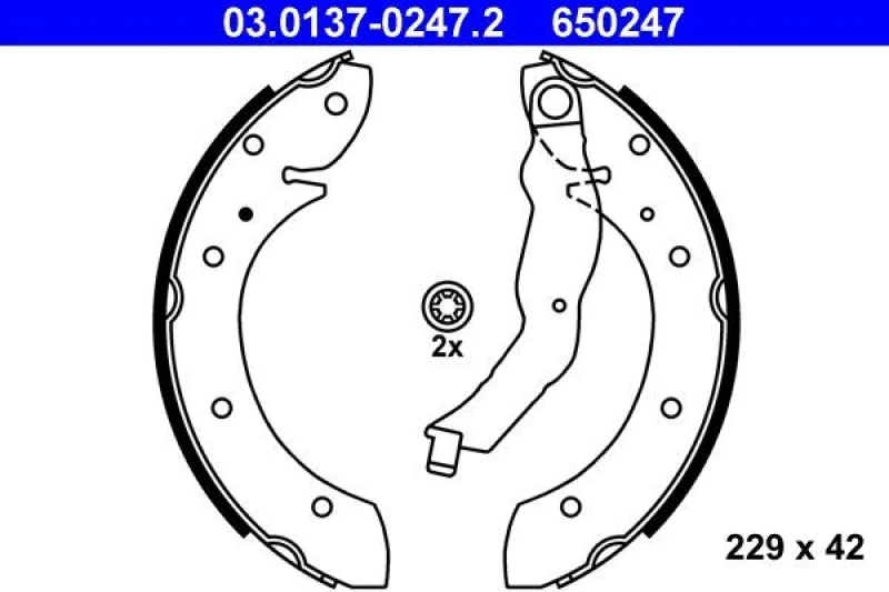 Image of ATE 03.0137-0247.2 Brake Shoes with lever Brake Shoe Set (70)