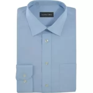 Image of Double Two - Mens 15.5" Long Sleeve Blue Poplin Shirt - Blue