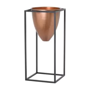 image of 80cm Large Copper Bullet Planter On Black Frame