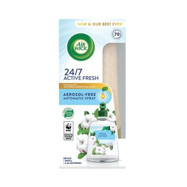 Image of Air Wick Active Fresh Air Freshener Aerosol-Free Automatic Spray Set Fresh Cotton 228ml 3230098