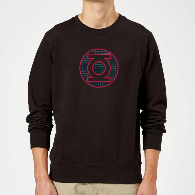 Image of Justice League Green Lantern Retro Grid Logo Sweatshirt - Black - M