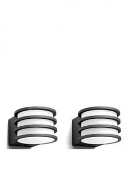 Image of Philips Hue Lucca White LED Smart Outdoor Wall Light Double Pack