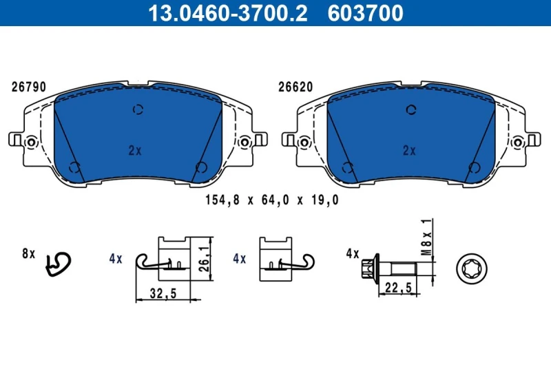 Image of Brake pad set ATE 13.0460-3700.2