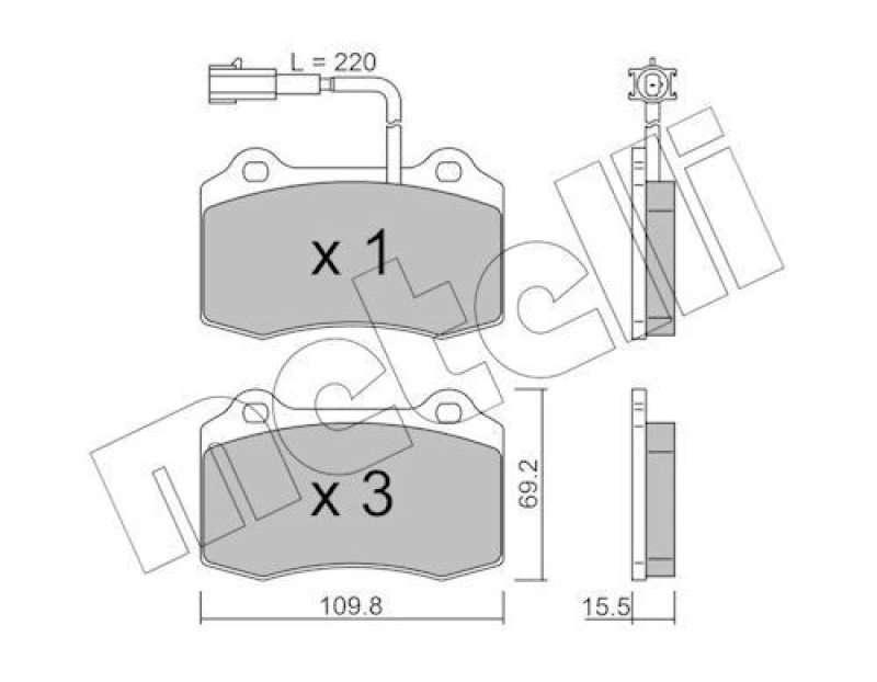 Image of METELLI Brake pad set METELLI 22-0251-7