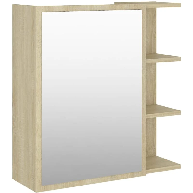 Image of VIDAXL Bathroom Mirror Cabinet Sonoma Oak 62.5x20.5x64cm Engineered Wood Vidaxl 8720286212240
