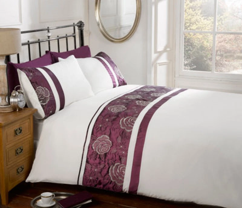 Image of Rapport Home Lexi Polyester Duvet Set With Pillowcase Plum