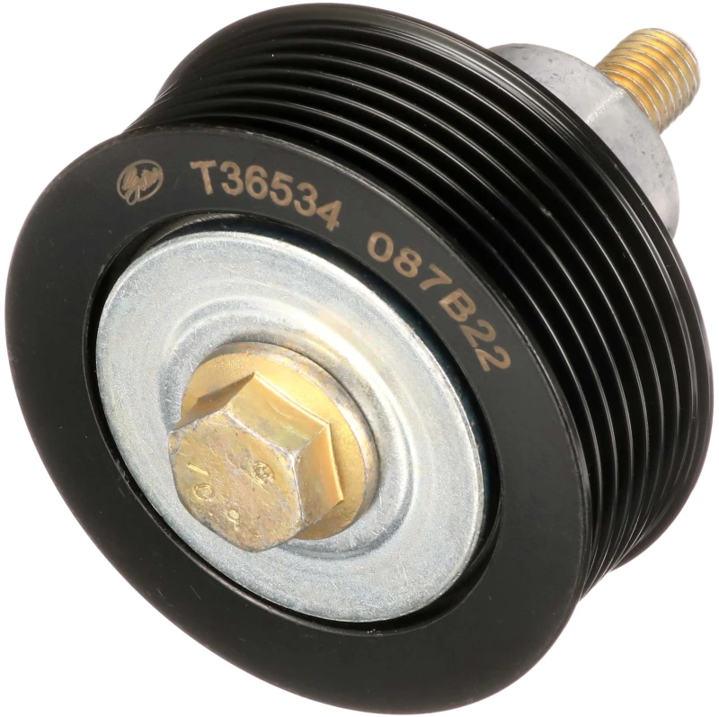 Image of GATES T36534 Idler Pulley FleetRunner with grooves Metal Deflection/Guide Pulley,v-ribbed belt (312)
