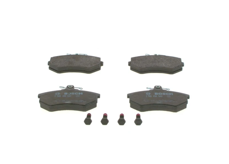 Image of Bosch 0 986 494 544 Brake pad set Rear Axle, with acoustic wear warning, with bolts/screws Low-Metallic Brake Pad Set,disc brake (402)