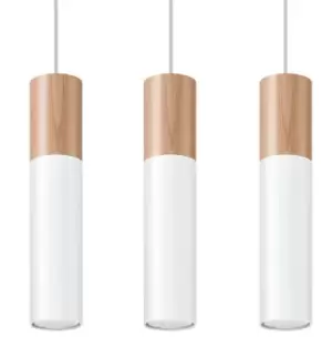 Image of Pablo Triple Hanging Pendant Light White, Natural Wood GU10