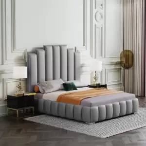 Image of Leisa Bed King Plush Velvet Grey
