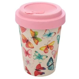 Image of Butterfly Reusable Screw Top Bamboo Composite Travel Mug